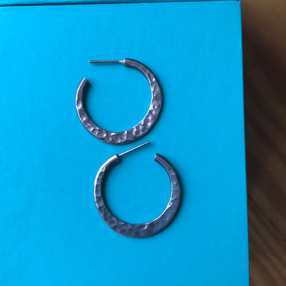 Sterling Silver Hammered Hoops